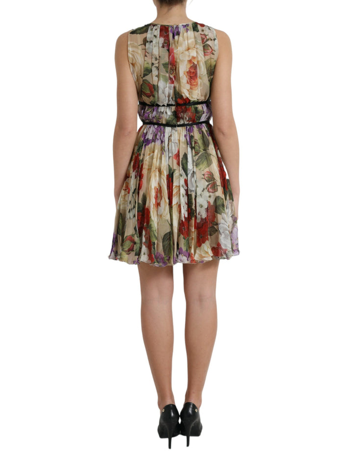 Floral Elegance silk chiffon mini dress