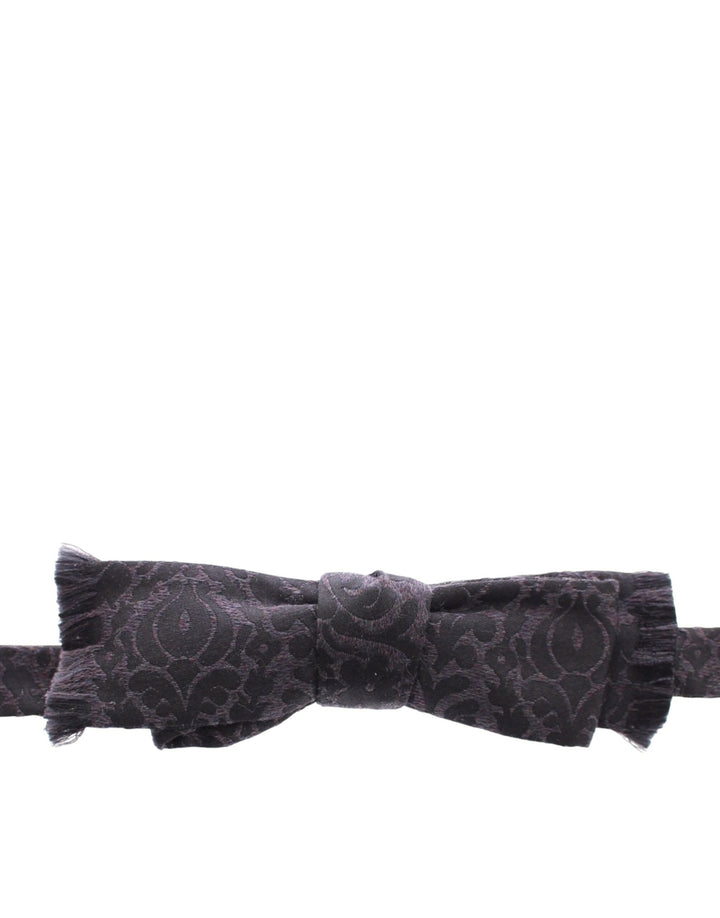 Elegant black paisley bow tie made of silk and wool blend