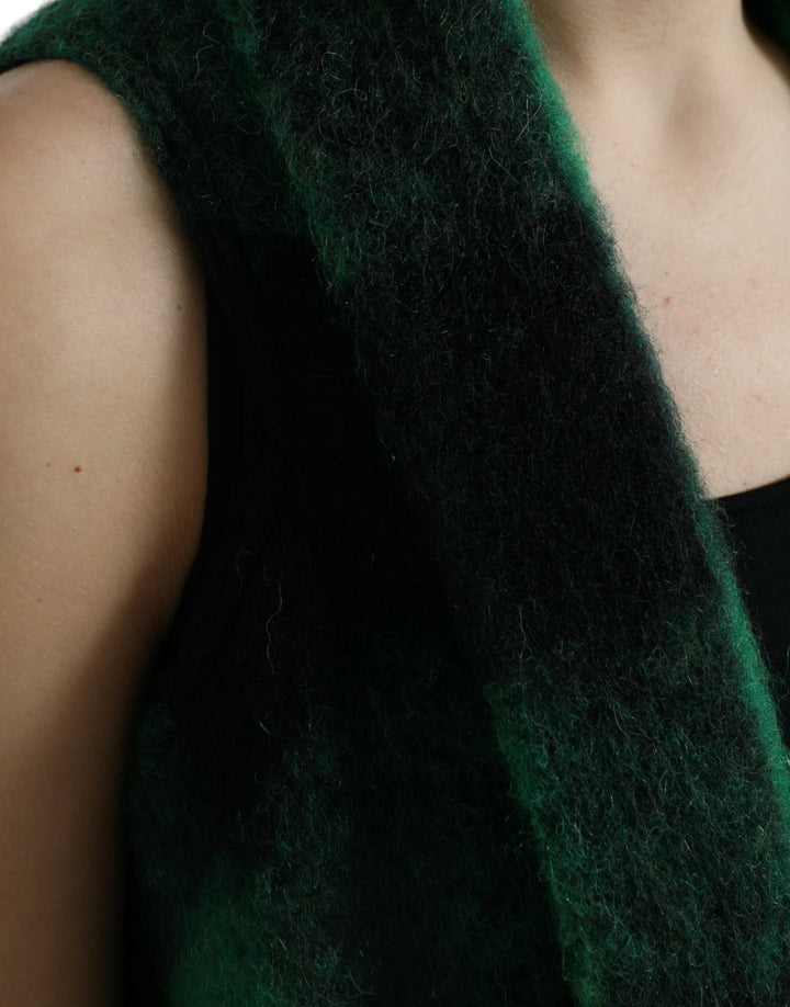 Schwarz Grün Buffalo Check Poncho Mantel Jacke