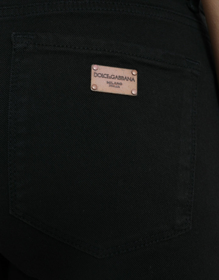 Schwarze Skinny Denim-Jeans aus Baumwolle mit mittlerer Taille
