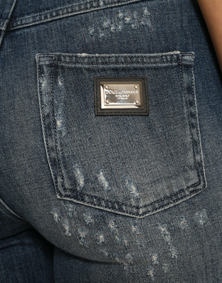Dunkelblaue Distressed GRACE Skinny Denim Jeans