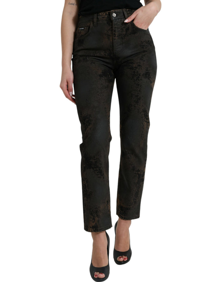 Braune BOYFRIEND Jeans aus Baumwoll-Denim mit mittlerer Taille