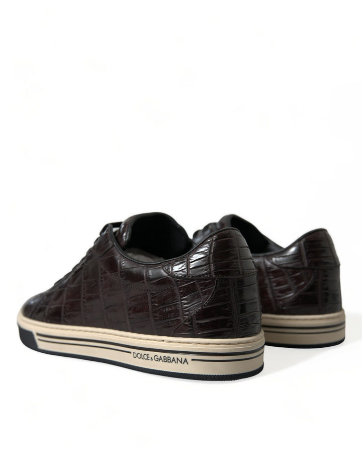 Braun Kroko Exotische Leder Männer Casual Turnschuhe Schuhe
