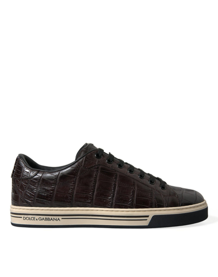 Braun Kroko Exotische Leder Männer Casual Turnschuhe Schuhe