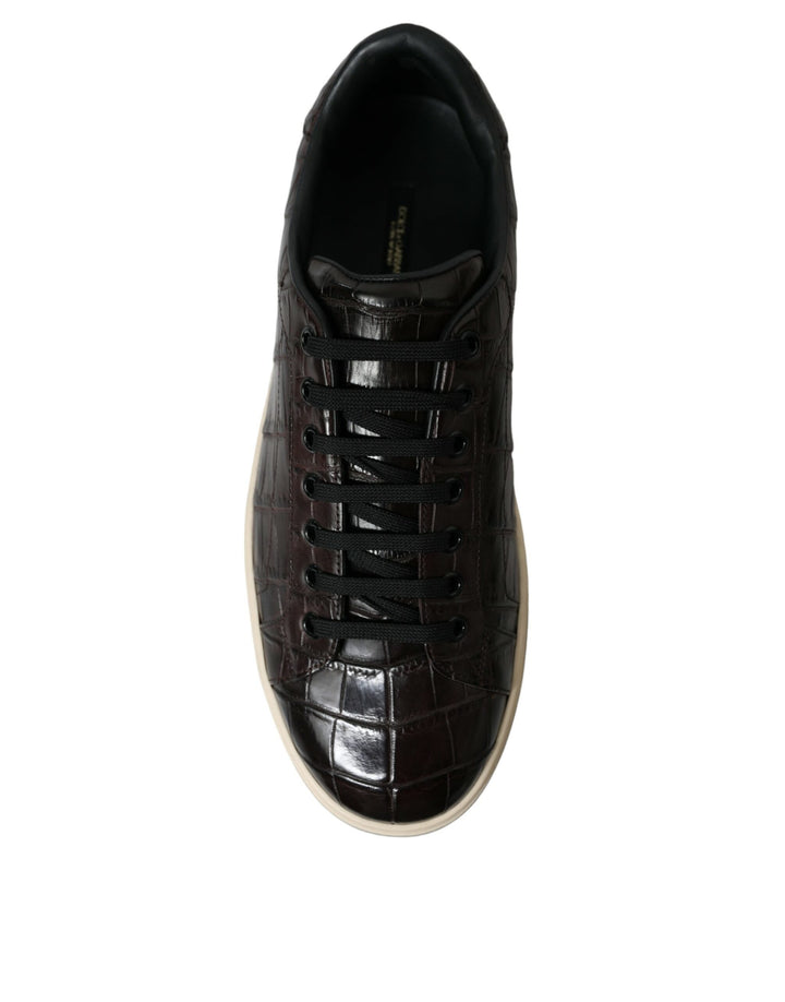 Braun Kroko Exotische Leder Männer Casual Turnschuhe Schuhe