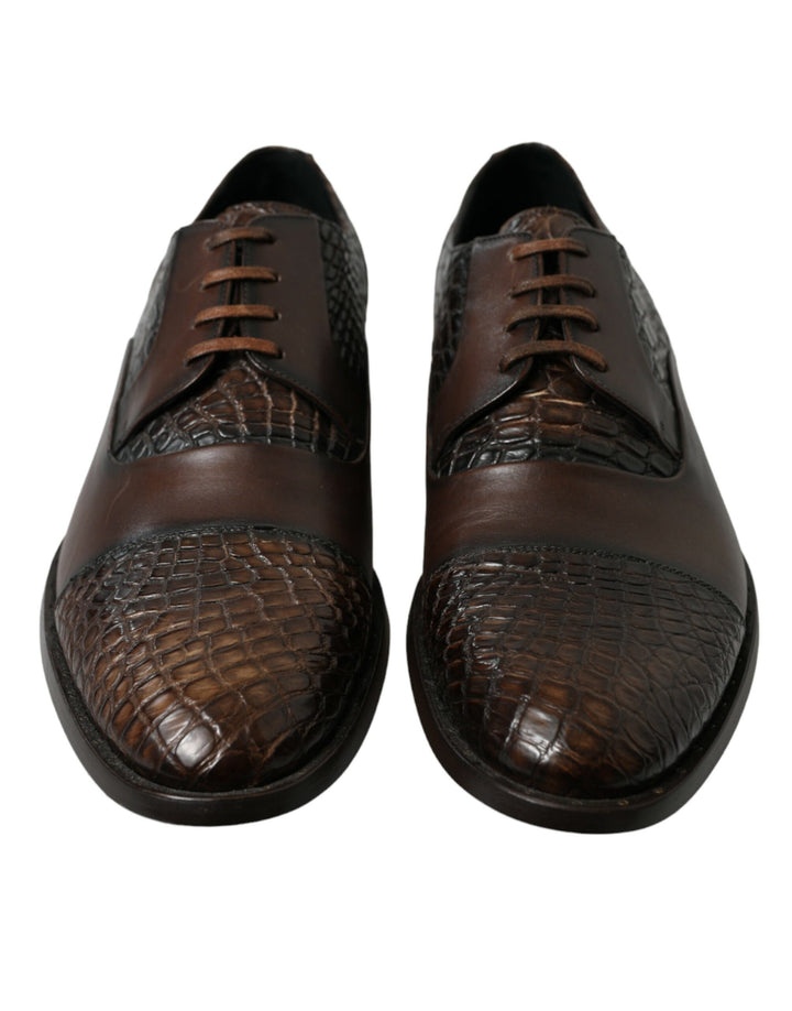 Braune Exotische Leder Schnürschuhe Oxford Dress Schuhe