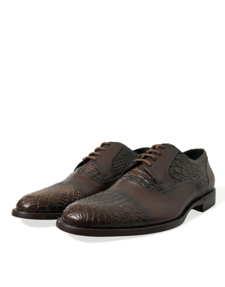 Braune Exotische Leder Schnürschuhe Oxford Dress Schuhe
