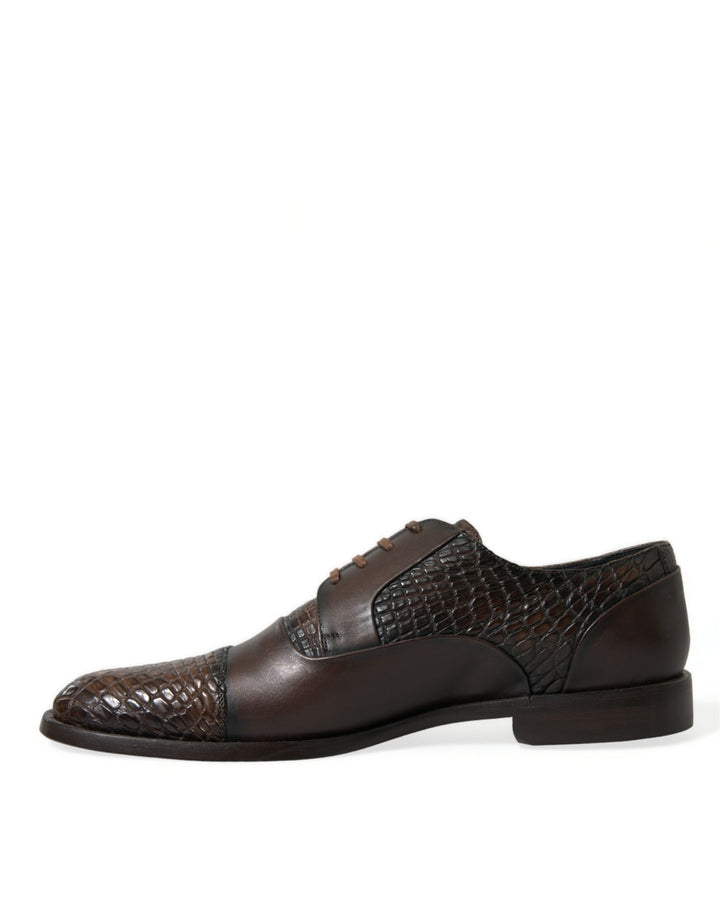 Braune Exotische Leder Schnürschuhe Oxford Dress Schuhe