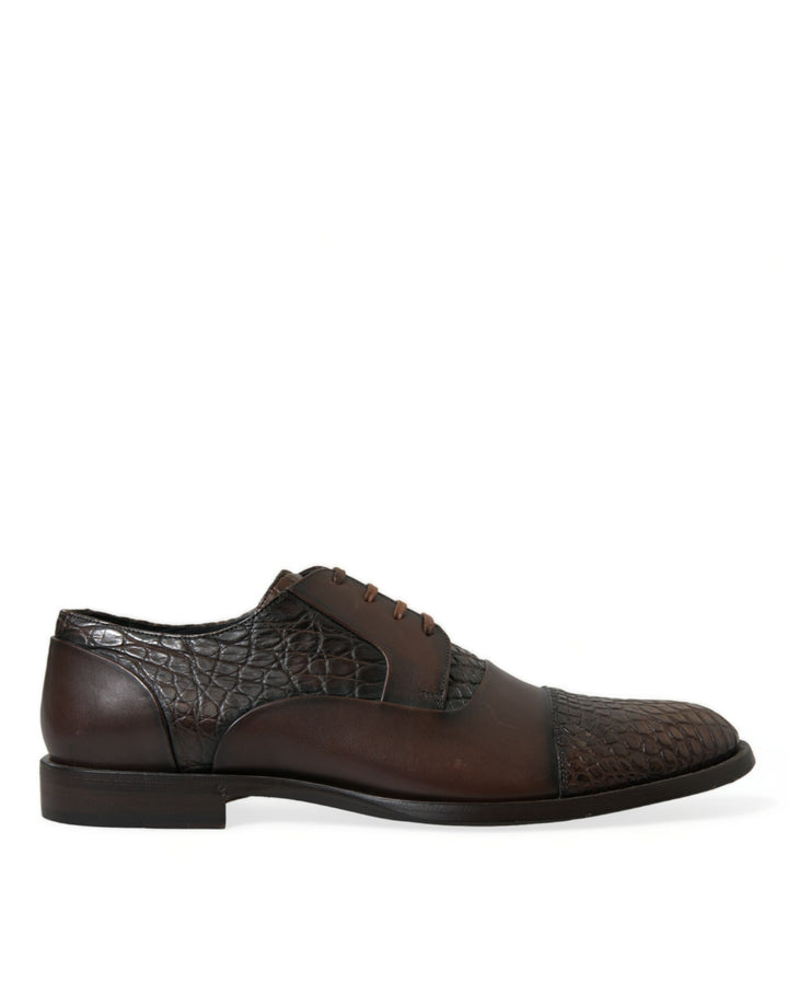 Braune Exotische Leder Schnürschuhe Oxford Dress Schuhe