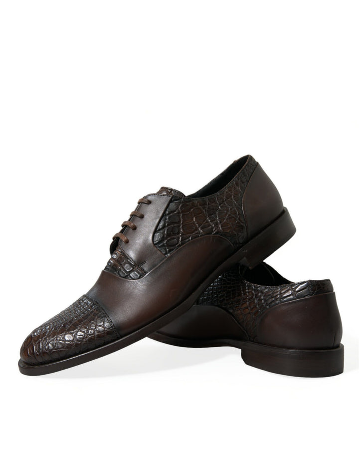 Braune Exotische Leder Schnürschuhe Oxford Dress Schuhe