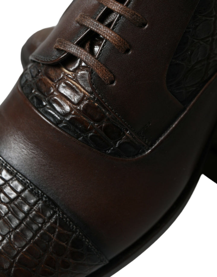 Braune Exotische Leder Schnürschuhe Oxford Dress Schuhe
