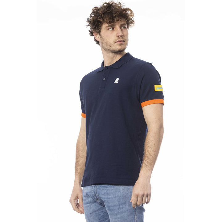 Blue cotton polo shirt for men