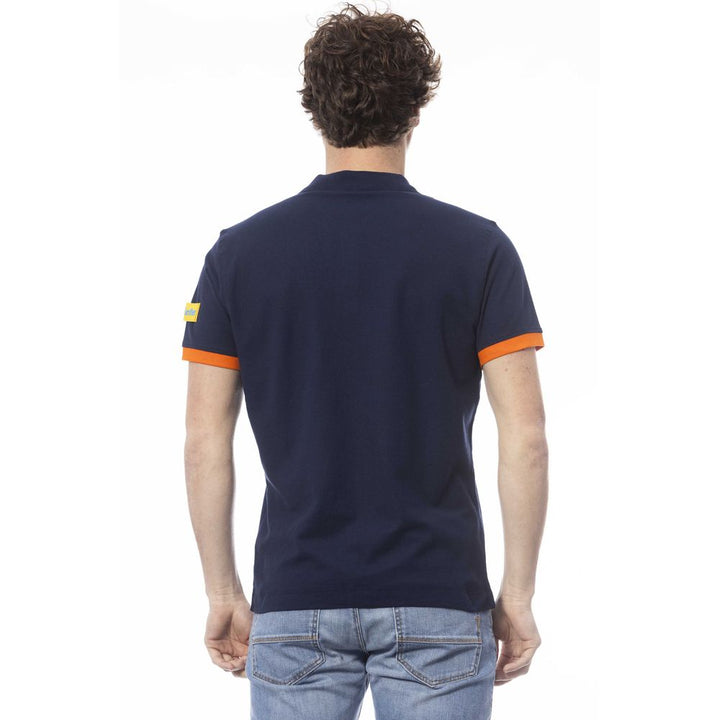 Blue cotton polo shirt for men