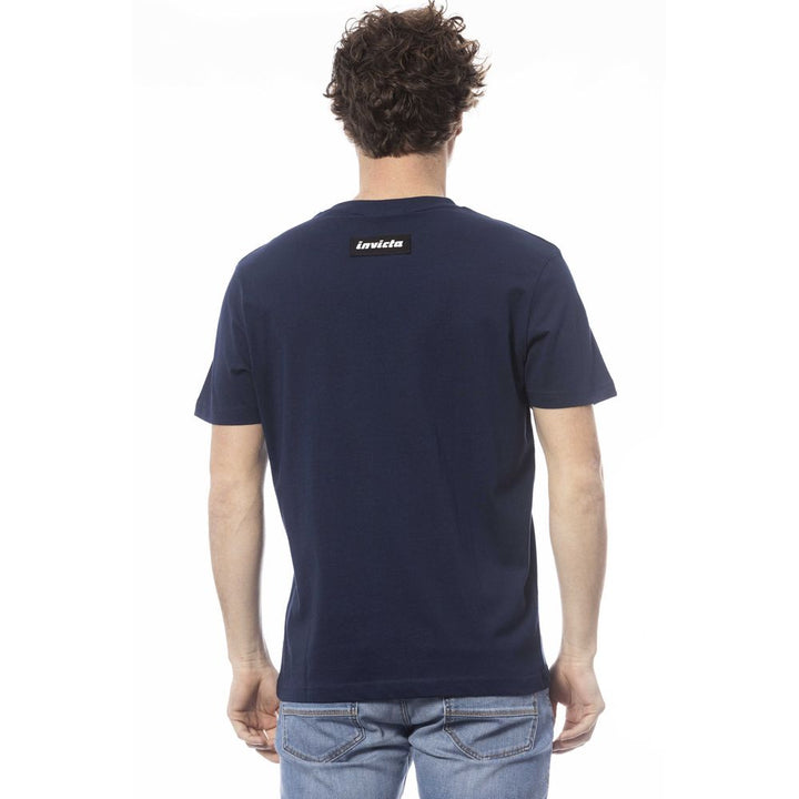 Blau Baumwolle Männer T-Shirt