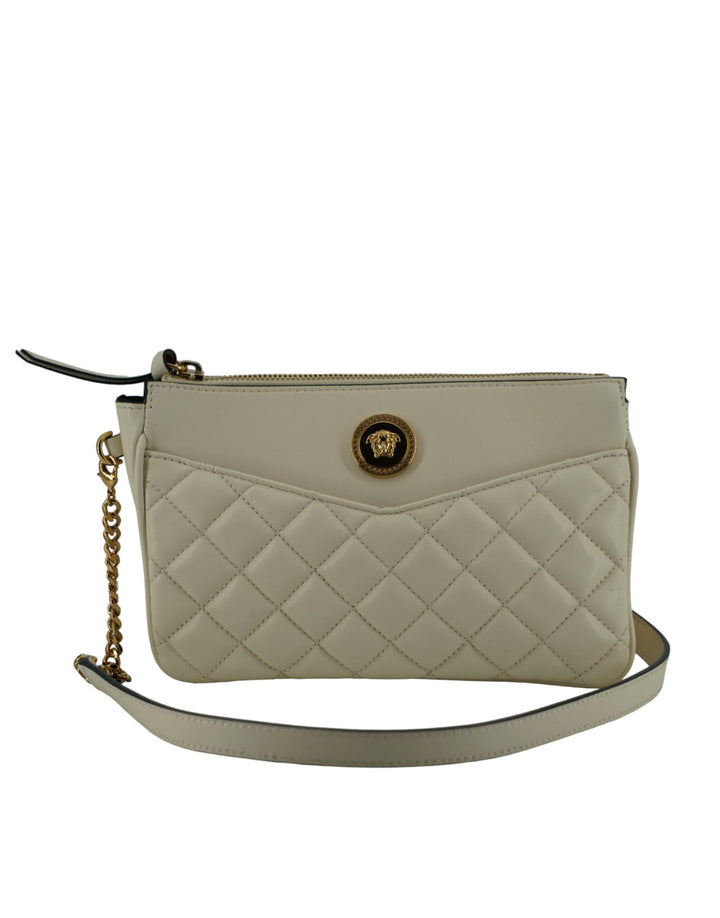 Elegante Crossbody-Tasche aus weißem Lammleder