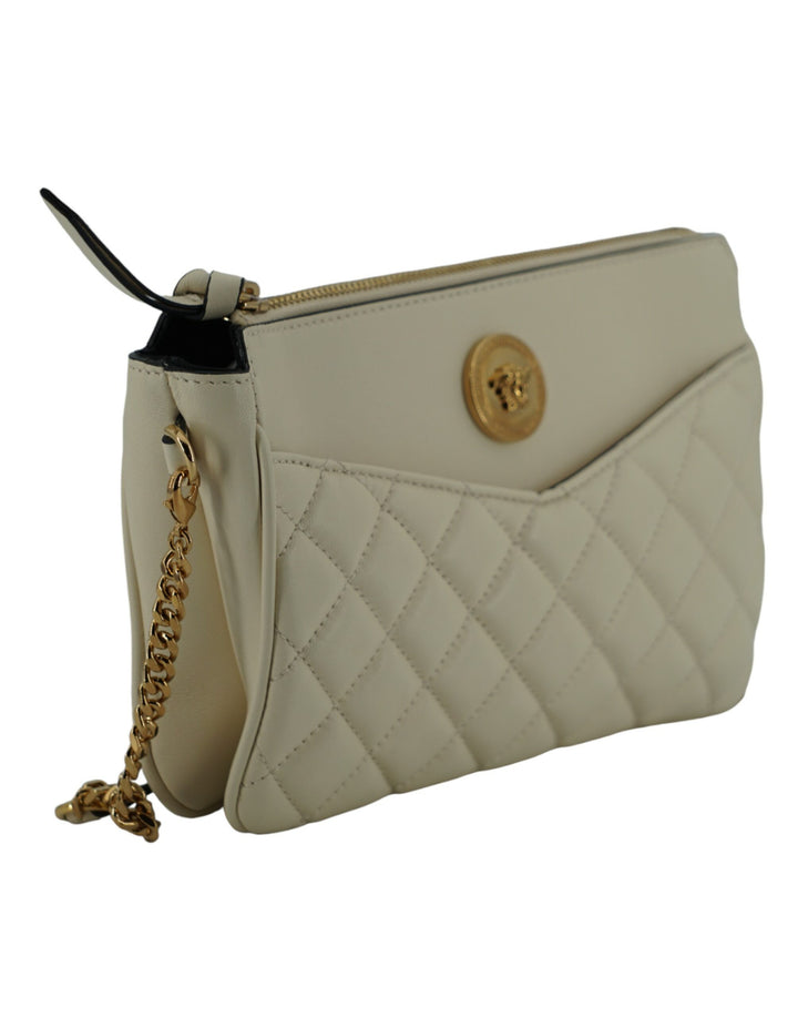 Elegante Crossbody-Tasche aus weißem Lammleder