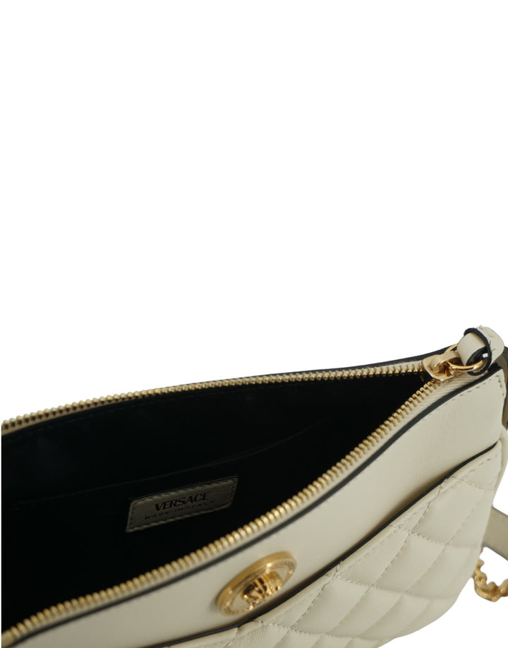 Elegante Crossbody-Tasche aus weißem Lammleder