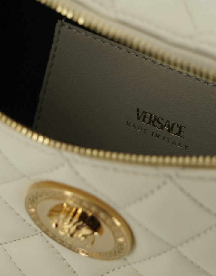 Elegant belt bag made of white lambskin leather