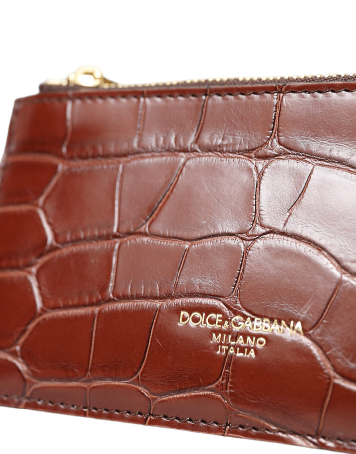 Brown Alligator Leder Airpods Fall Münze Geldbeutel Brieftasche