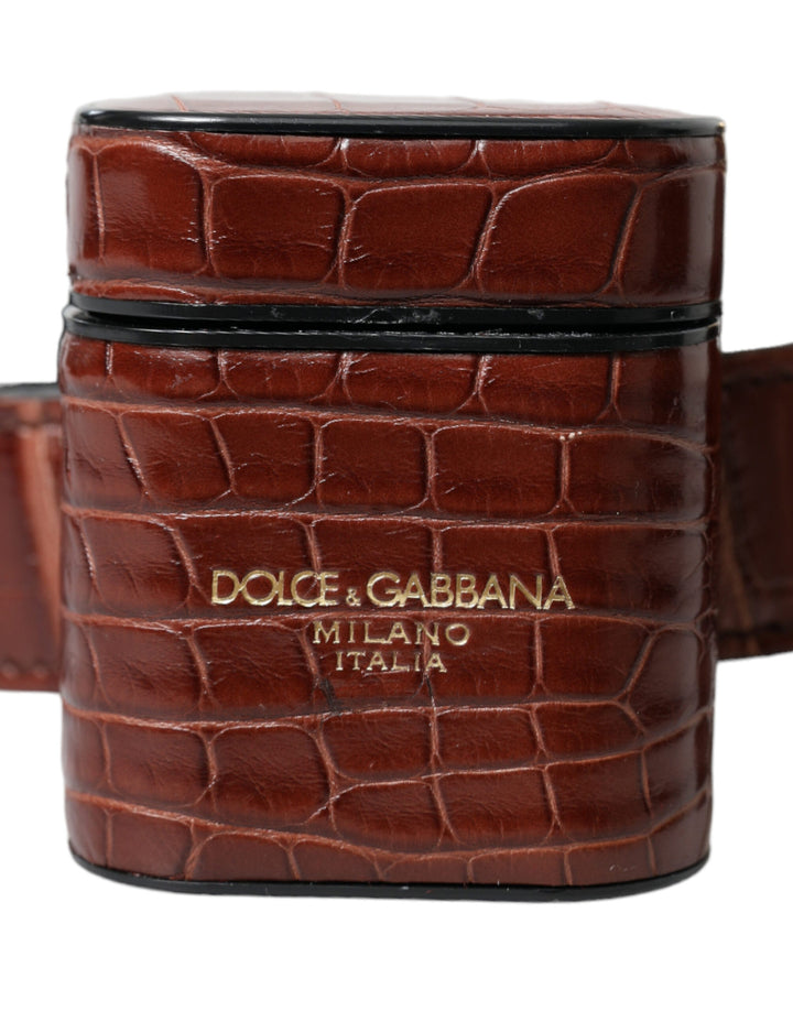 Brown Alligator Leder Airpods Fall Münze Geldbeutel Brieftasche