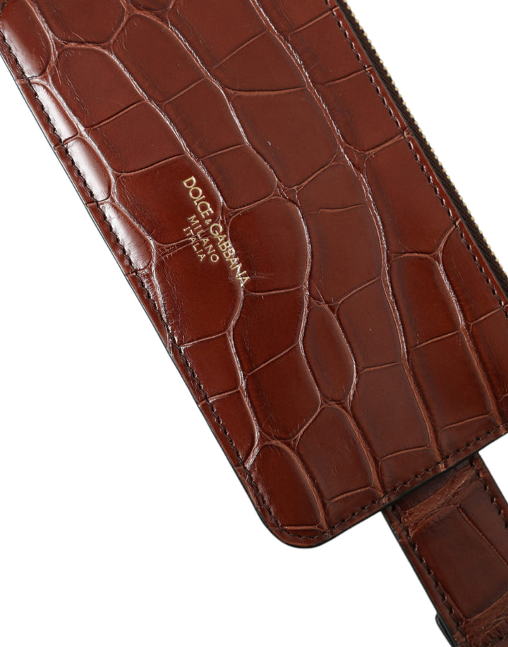 Brown Alligator Leder Airpods Fall Münze Geldbeutel Brieftasche
