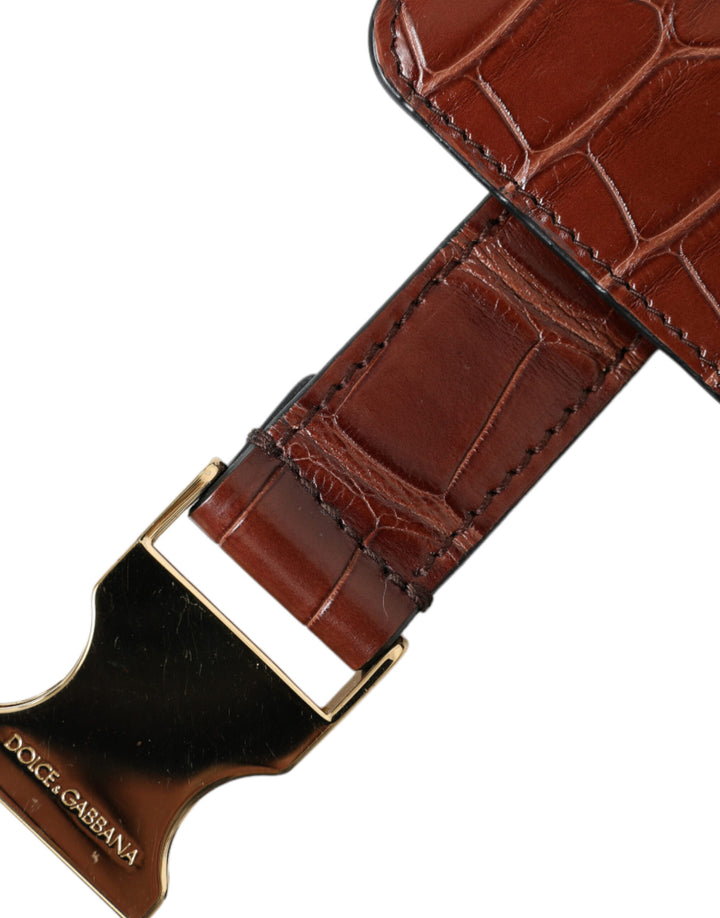 Brown Alligator Leder Airpods Fall Münze Geldbeutel Brieftasche