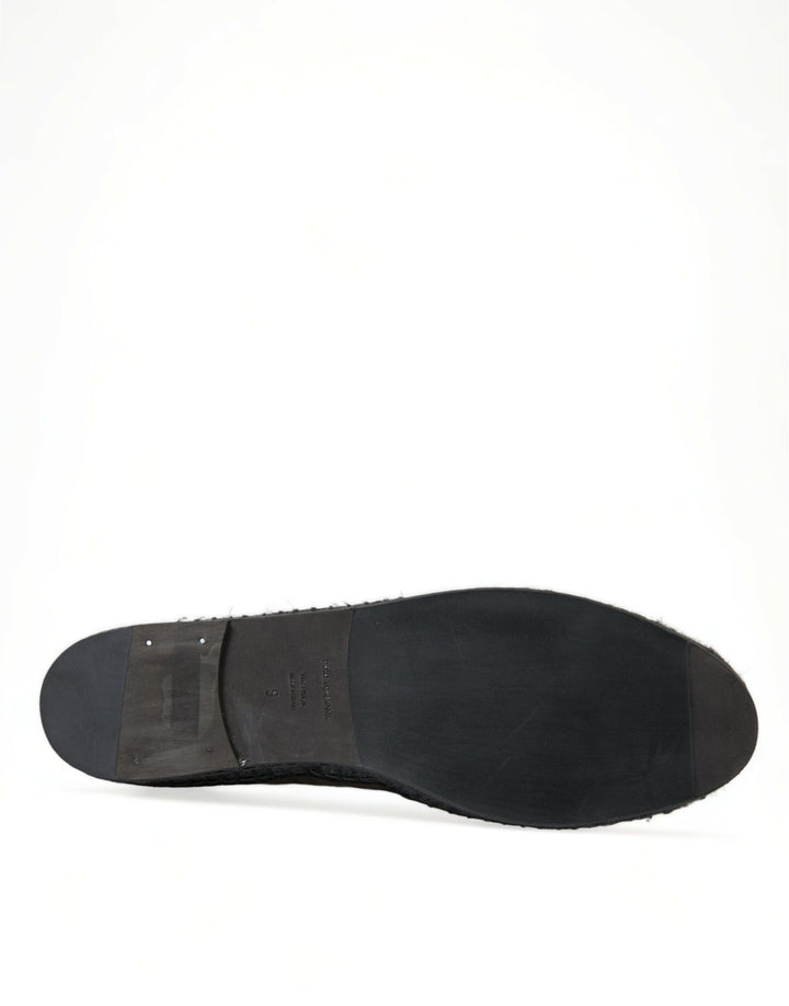 Schwarze Exotische Leder Espadrilles Slip On Schuhe