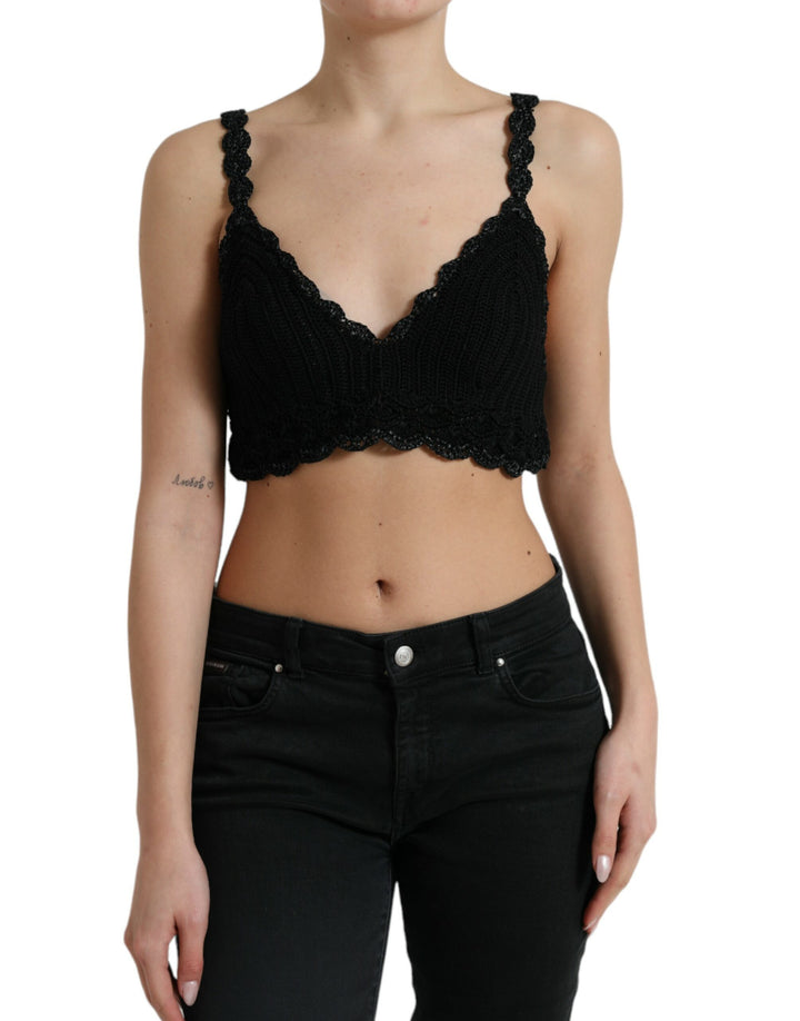 Elegant black crochet corset top