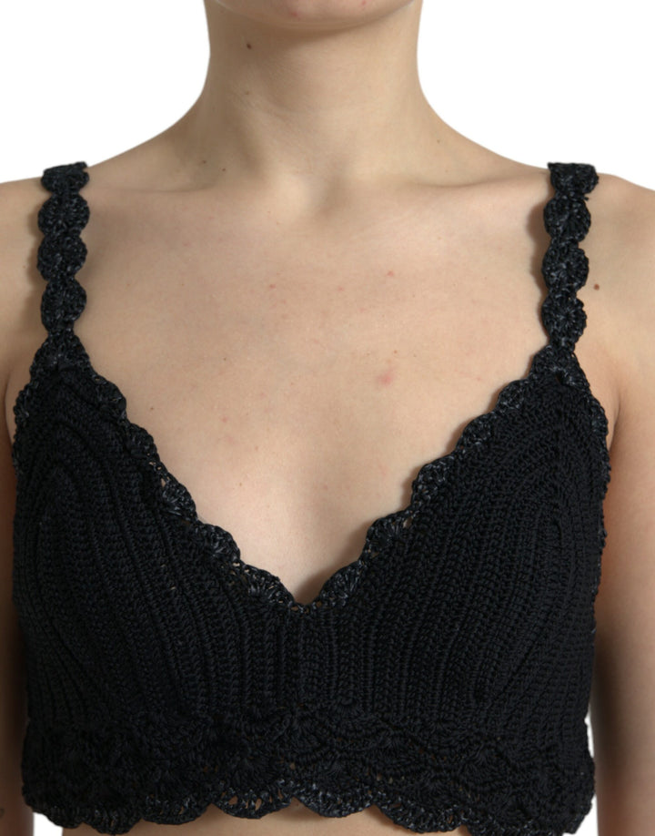 Elegant black crochet corset top