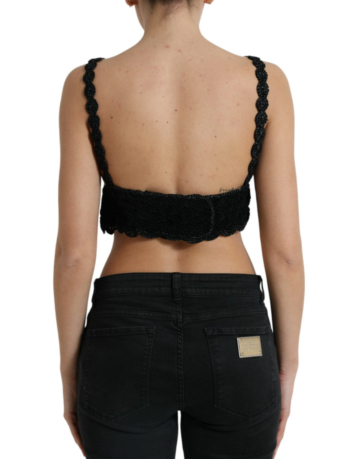 Elegant black crochet corset top
