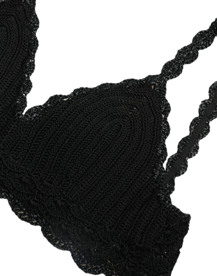 Elegant black crochet corset top