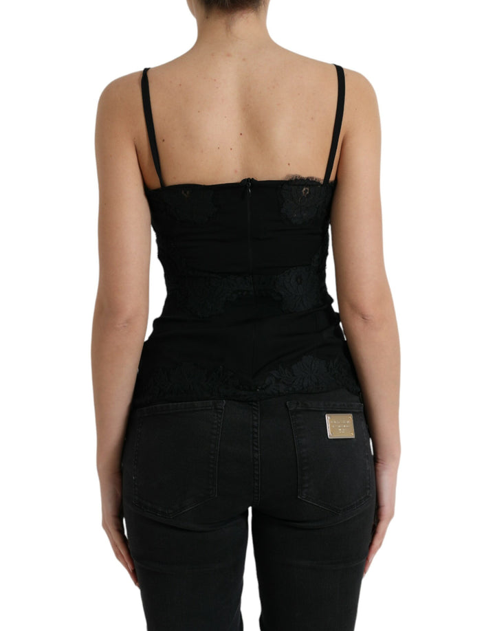 Elegant black silk lace tank top