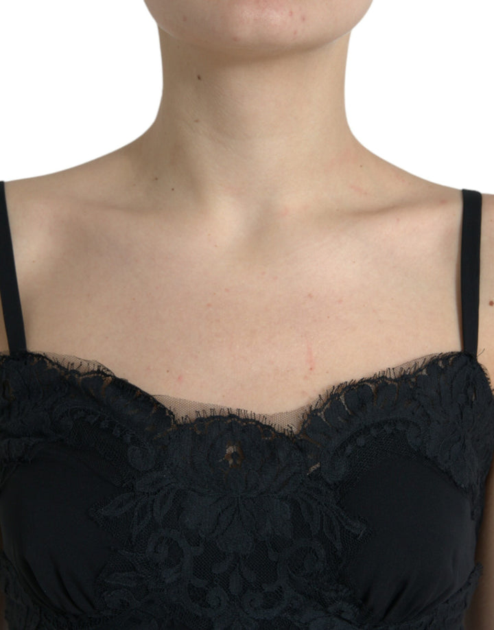 Elegant black silk lace tank top