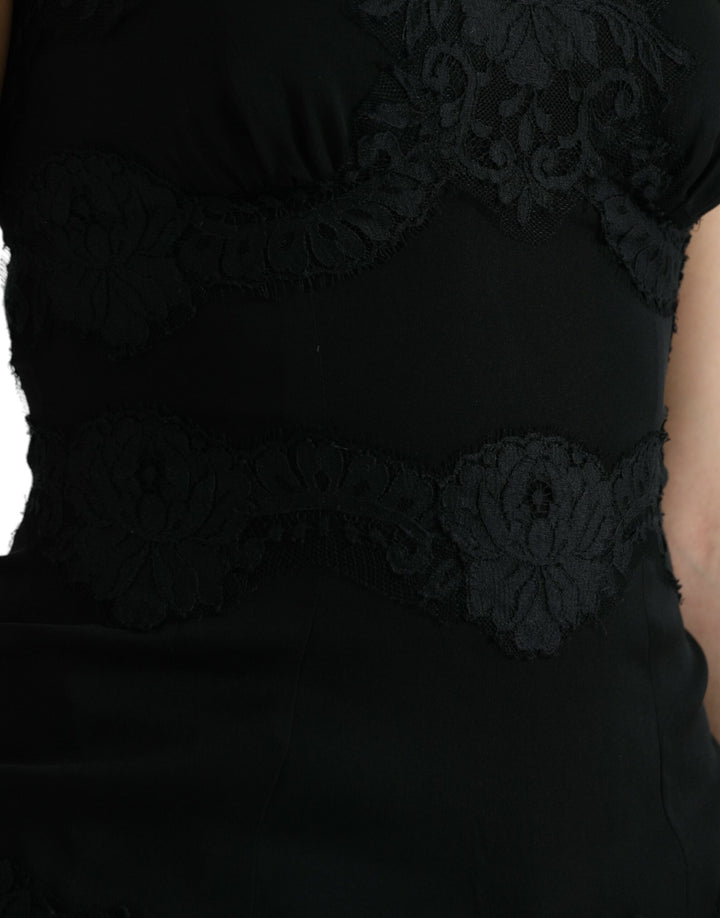 Elegant black silk lace tank top