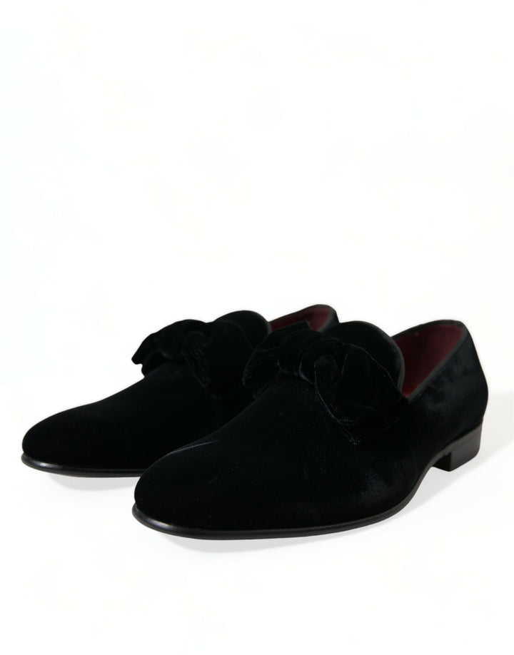 Elegant black velvet loafers - Men's luxury shoes