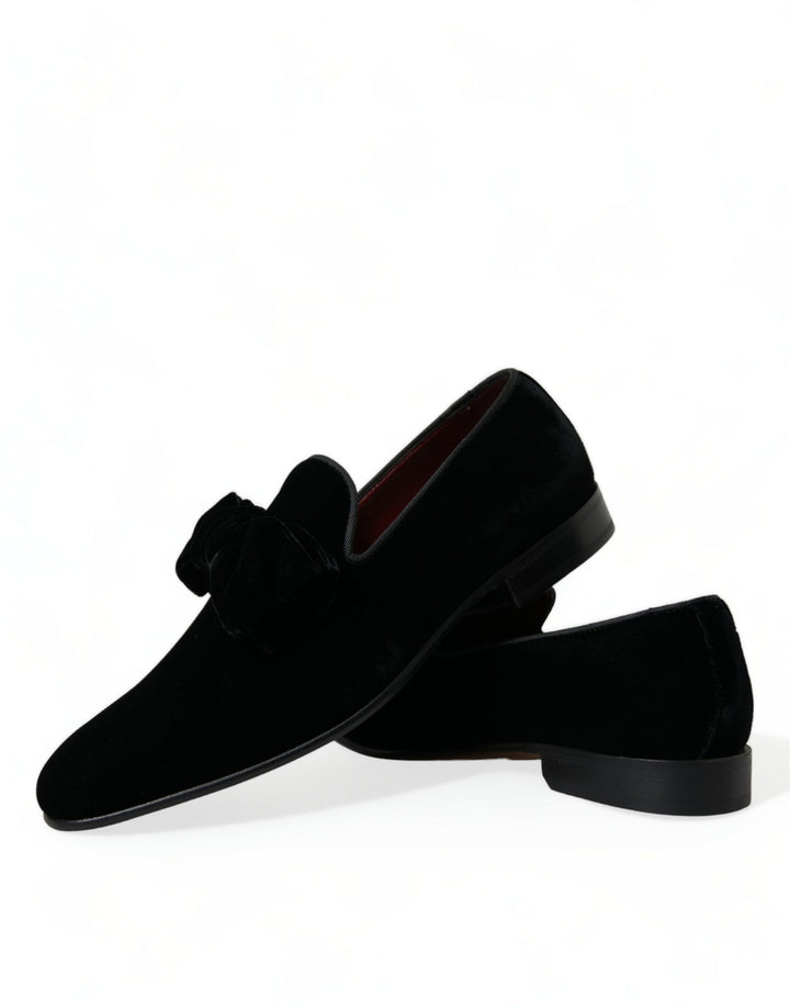 Elegant black velvet loafers - Men's luxury shoes