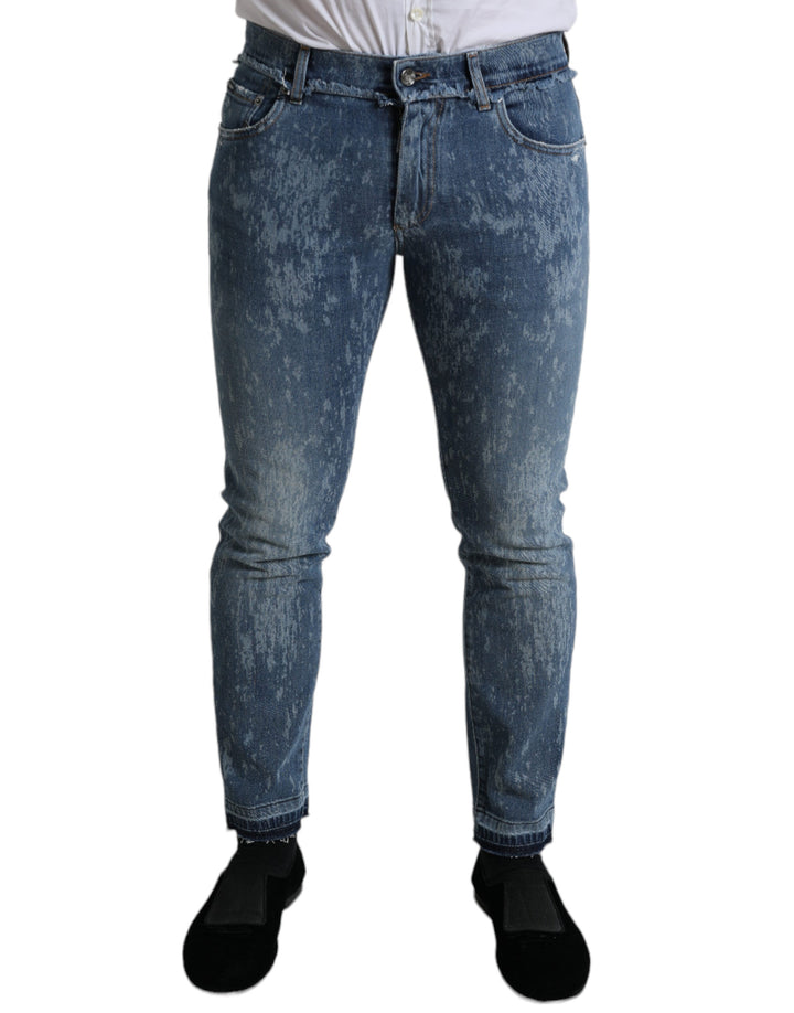 Blau gewaschene Skinny Cotton Stretch Denim Jeans