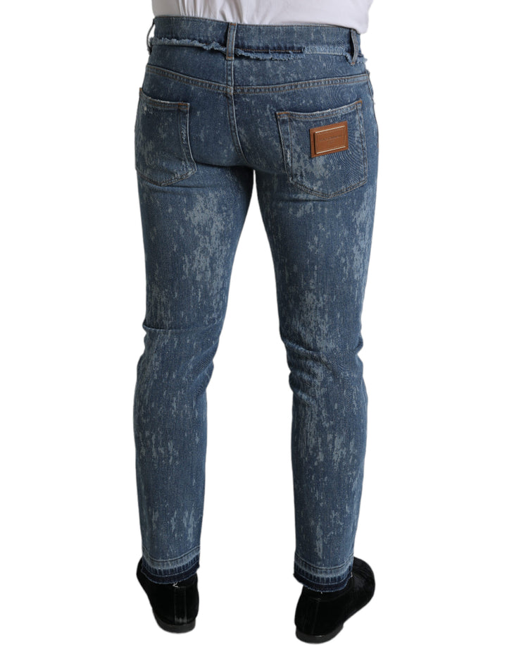 Blau gewaschene Skinny Cotton Stretch Denim Jeans