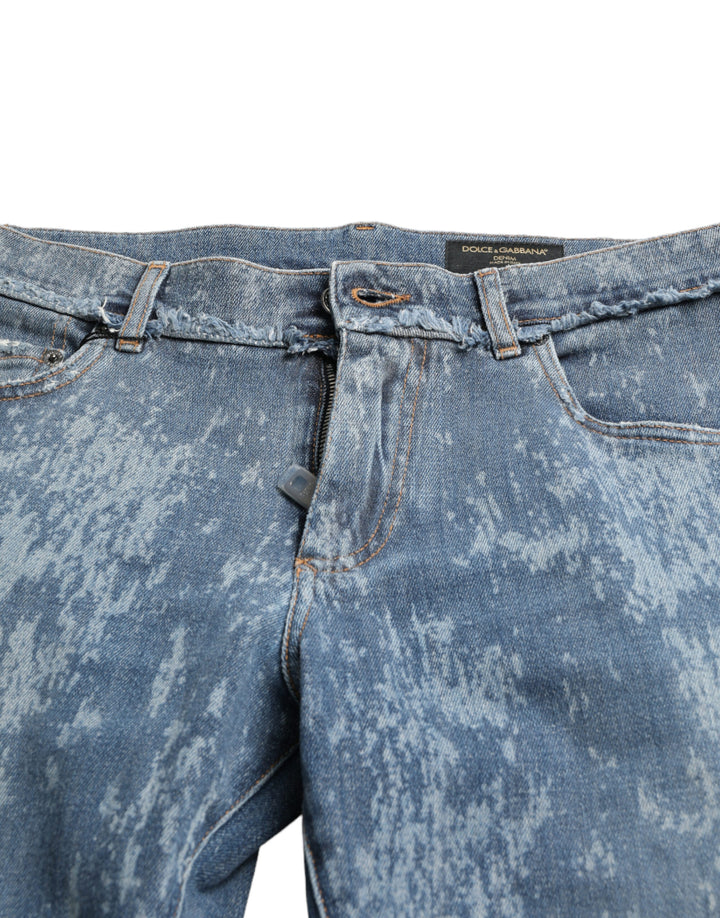 Blau gewaschene Skinny Cotton Stretch Denim Jeans