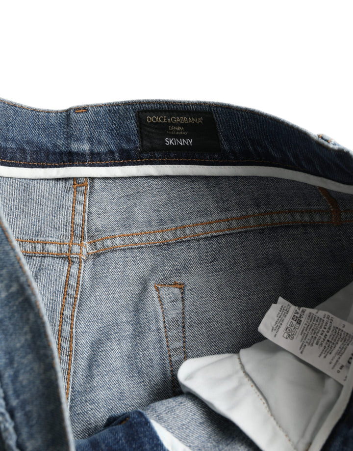 Blau gewaschene Skinny Cotton Stretch Denim Jeans