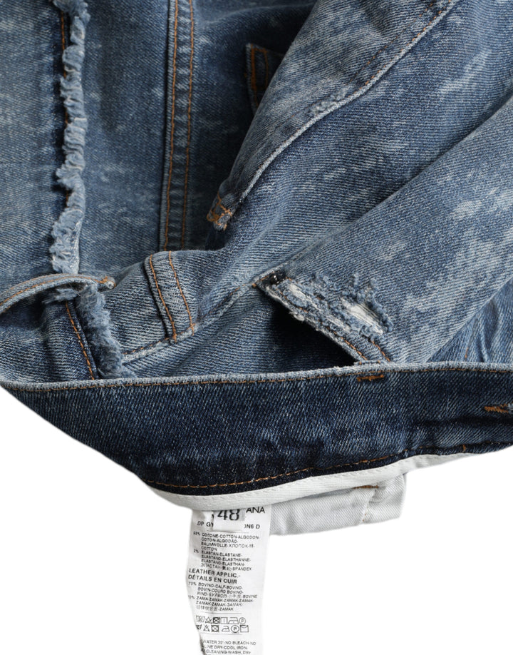 Blau gewaschene Skinny Cotton Stretch Denim Jeans