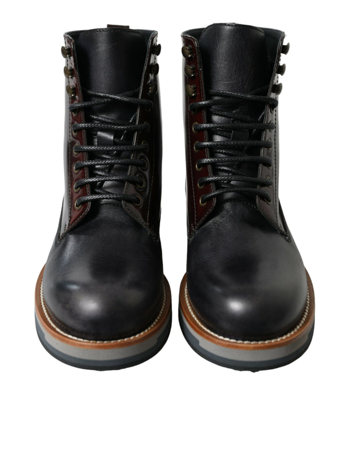 Elegant two-tone leather boots