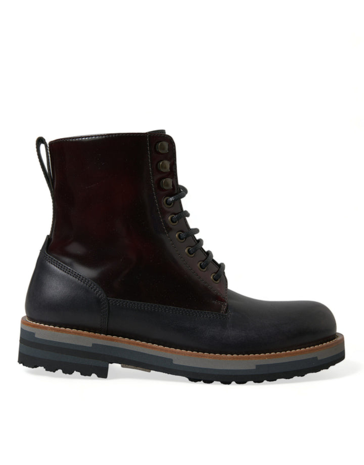 Elegant two-tone leather boots