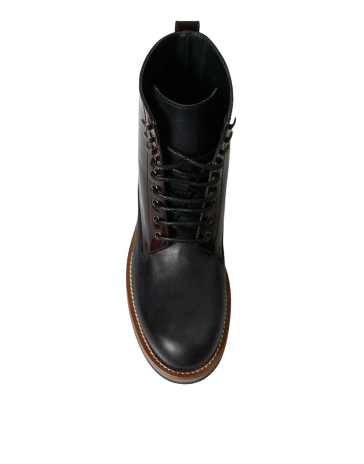 Elegant two-tone leather boots