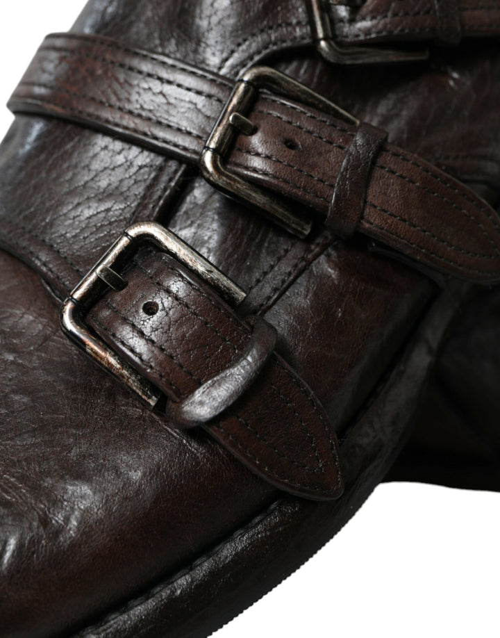 Braune Lederriemen-Schuhe für formelle Anlässe