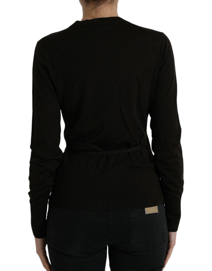 Elegant black cardigan made of virgin wool