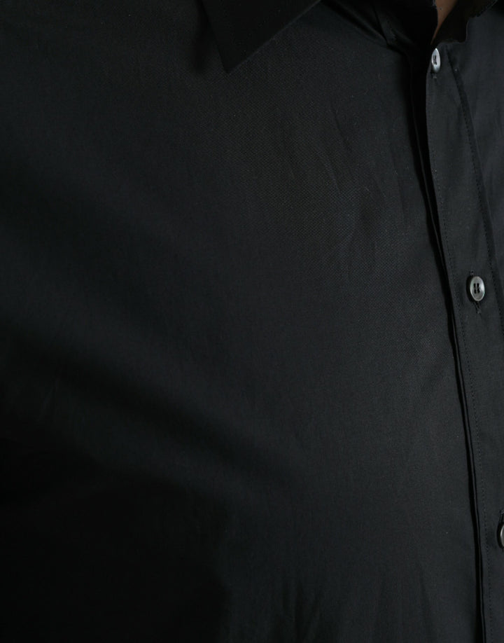 Elegant Black Slim Fit Italian Dress Shirt