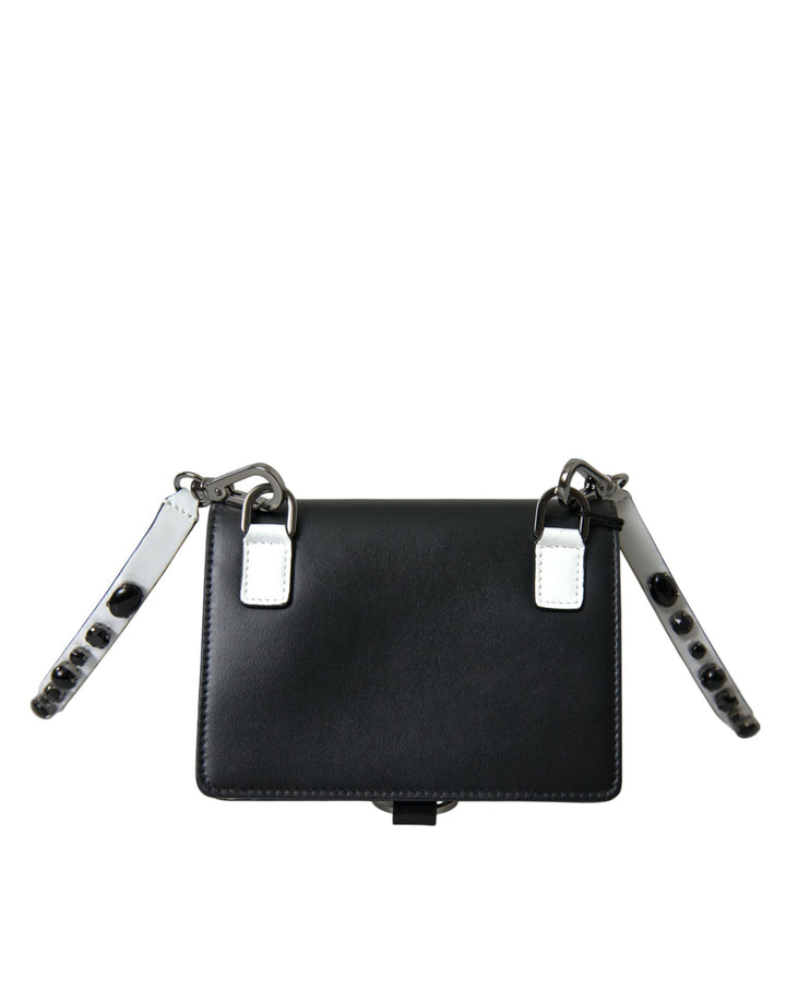 Elegant leather card holder with crystal decoration