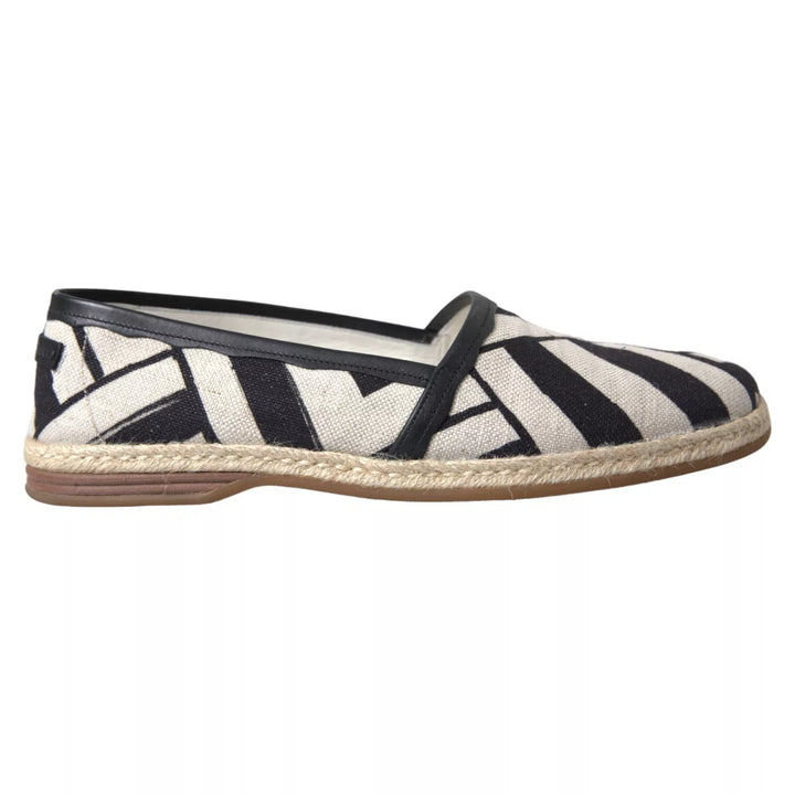 Schwarz Weiß Streifen Slip On Espadrille Schuhe