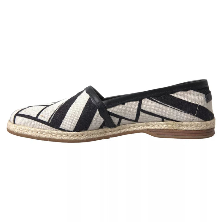 Schwarz Weiß Streifen Slip On Espadrille Schuhe